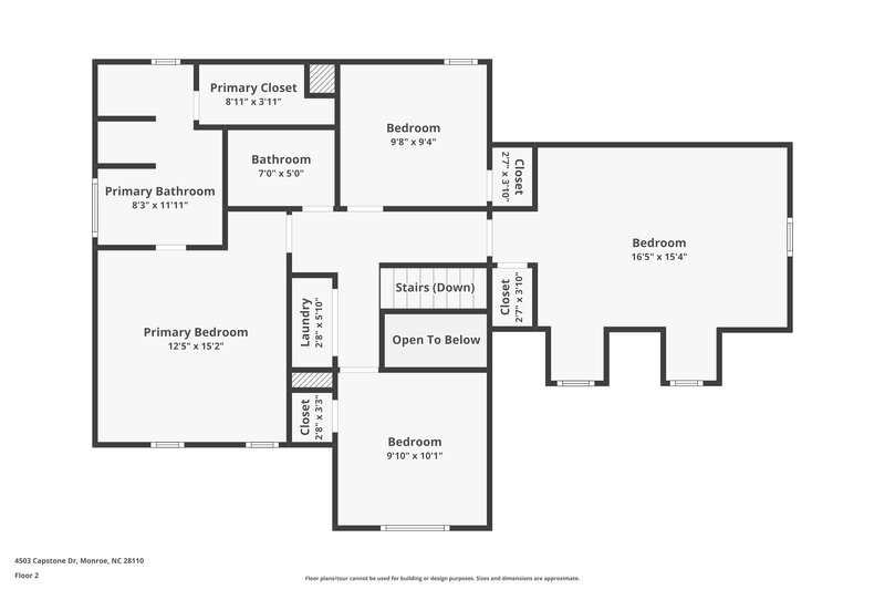 1,985/Mo, 4503 Capstone Dr Monroe, NC 28110 Floor Plan View 2