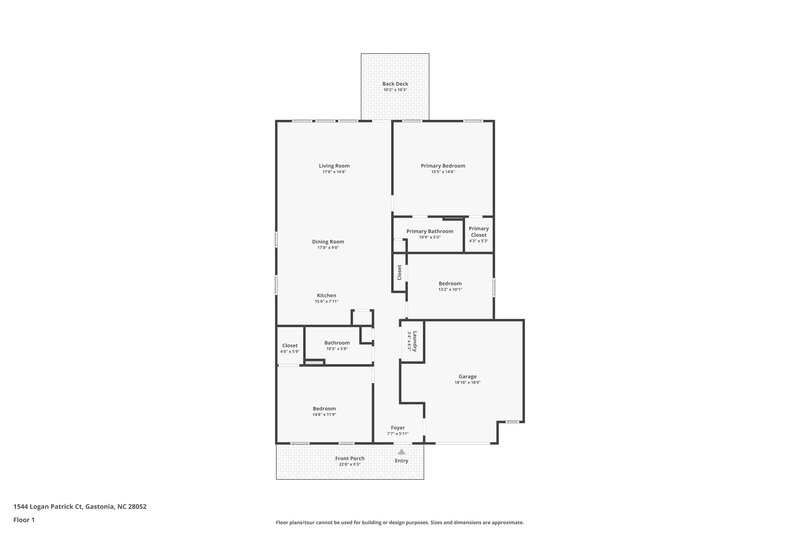 1,850/Mo, 1544 Logan Patrick Court Gastonia, NC 28052 Floor Plan View