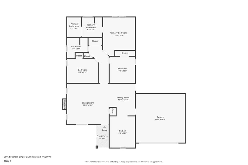 2,920/Mo, 3506 Southern Ginger Dr Indian Trail, NC 28079 Floor Plan View