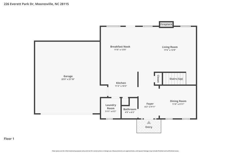 2,100/Mo, 226 Everett Park Dr Mooresville, NC 28115 Floor Plan View