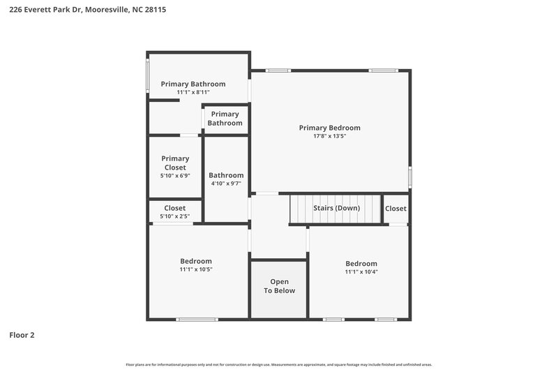 2,100/Mo, 226 Everett Park Dr Mooresville, NC 28115 Floor Plan View 2