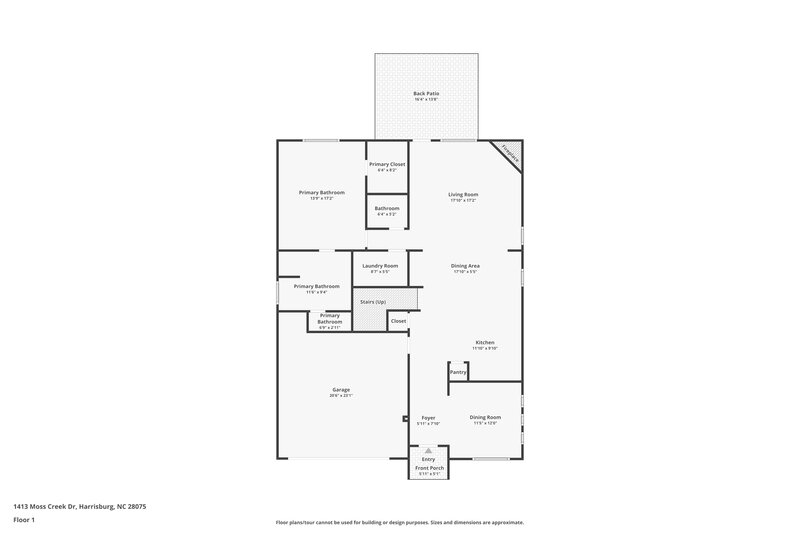 2,365/Mo, 1413 Moss Creek Dr Harrisburg, NC 28075 Floor Plan View