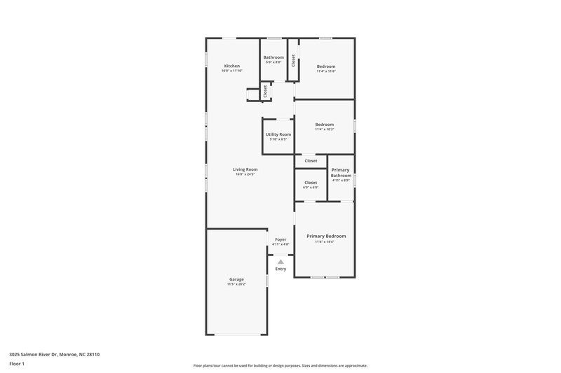 1,800/Mo, 3025 Salmon River Dr Monroe, NC 28110 Floor Plan View