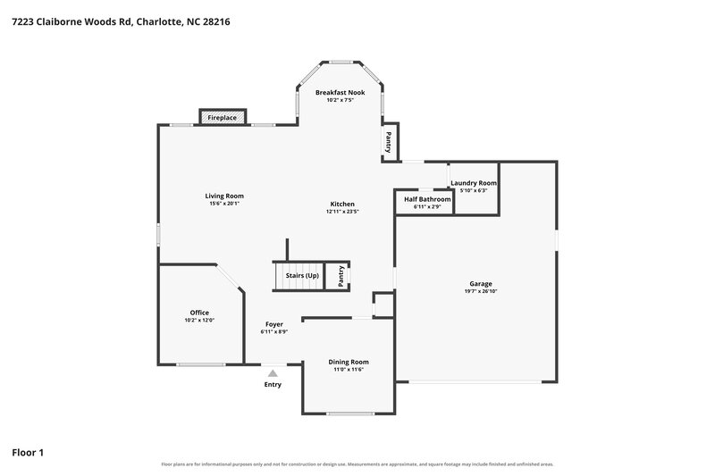 2,295/Mo, 7223 Claiborne Woods Rd Charlotte, NC 28216 Floor Plan View