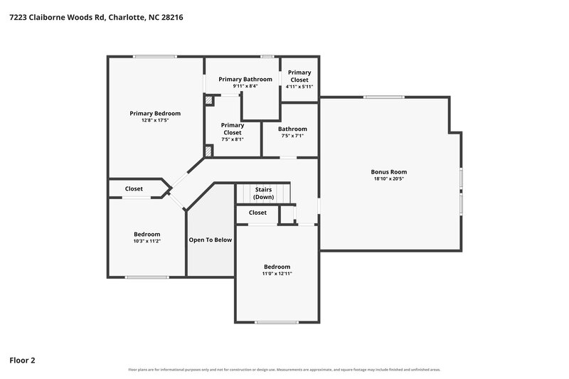 2,295/Mo, 7223 Claiborne Woods Rd Charlotte, NC 28216 Floor Plan View 2