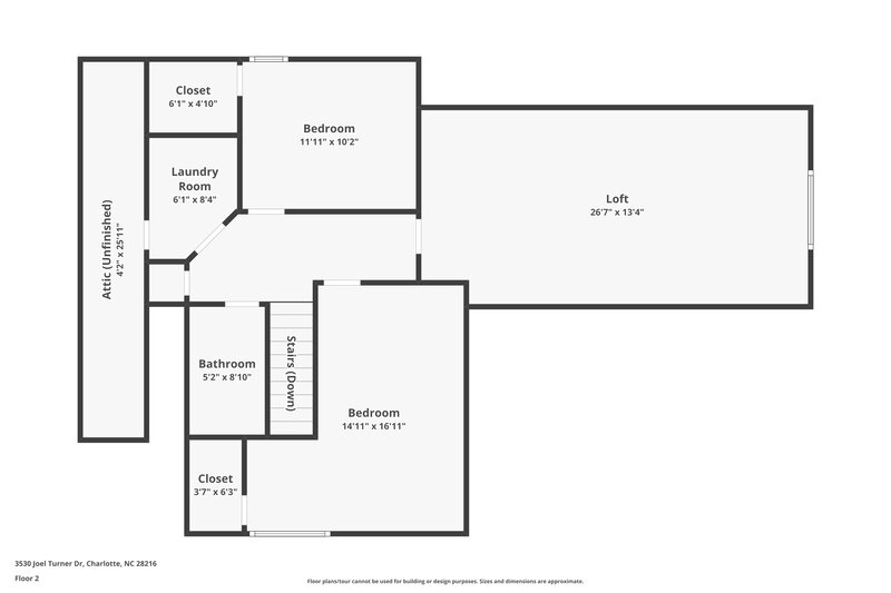 1,825/Mo, 3530 Joel Turner Dr Charlotte, NC 28216 Floor Plan View 2
