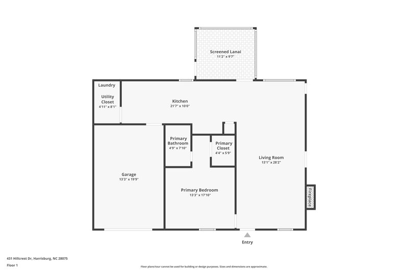 2,880/Mo, 431 Hillcrest Dr Harrisburg, NC 28075 Floor Plan View