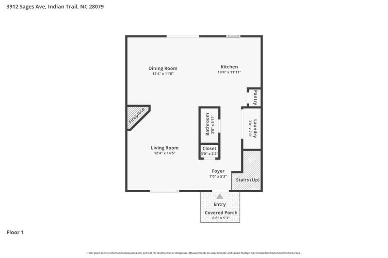1,850/Mo, 3912 Sages Ave Indian Trail, NC 28079 Floorplan View