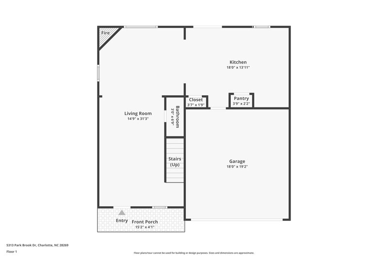2,125/Mo, 5313 Park Brook Dr Charlotte, NC 28269 Floor Plan View