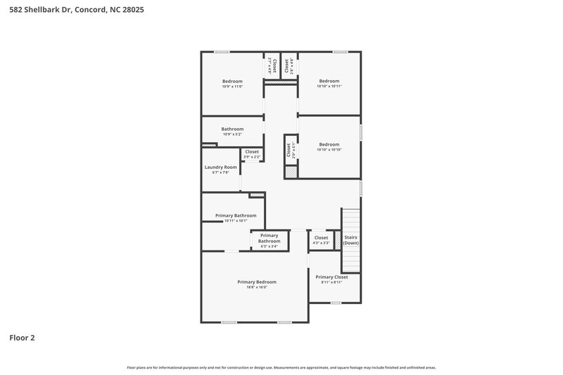 2,610/Mo, 582 Shellbark Dr Concord, NC 28025 Floor Plan View 2