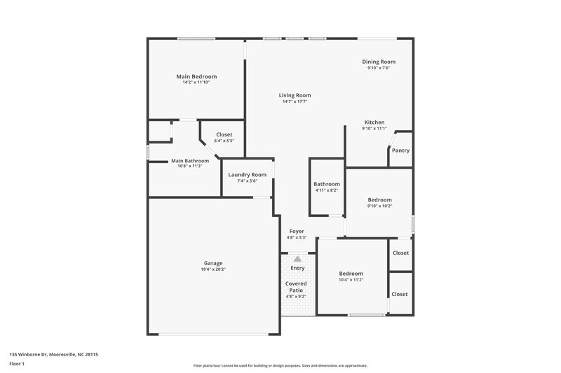 1,870/Mo, 135 Winborne Dr Mooresville, NC 28115 Floor Plan View