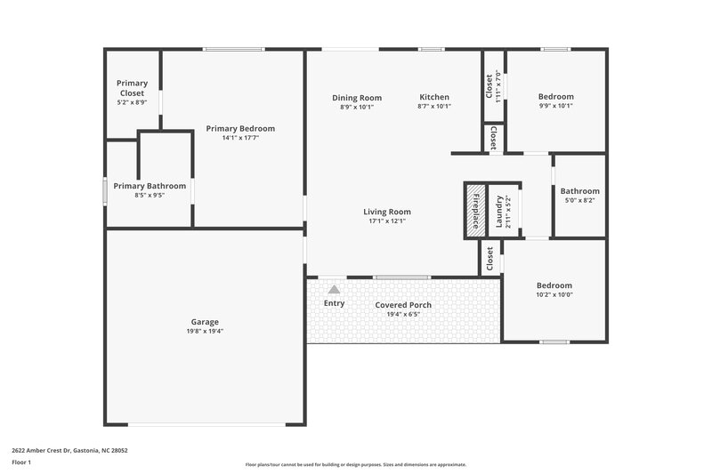 1,725/Mo, 2622 Amber Crest Dr Gastonia, NC 28052 Floor Plan View