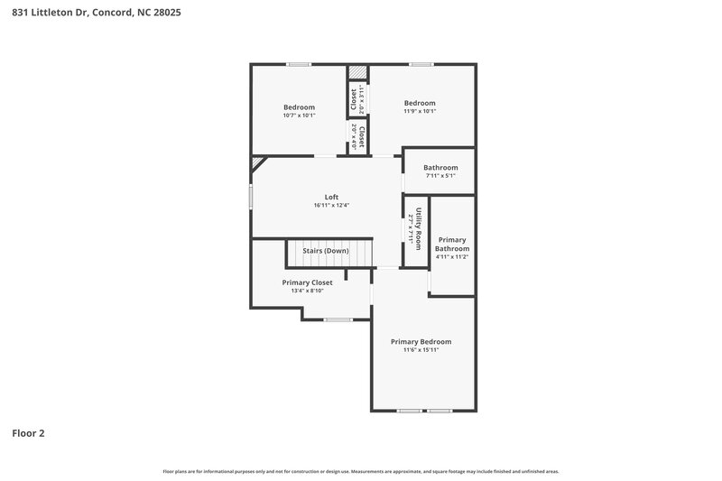 1,870/Mo, 831 Littleton Dr Concord, NC 28025 Floor Plan View 2