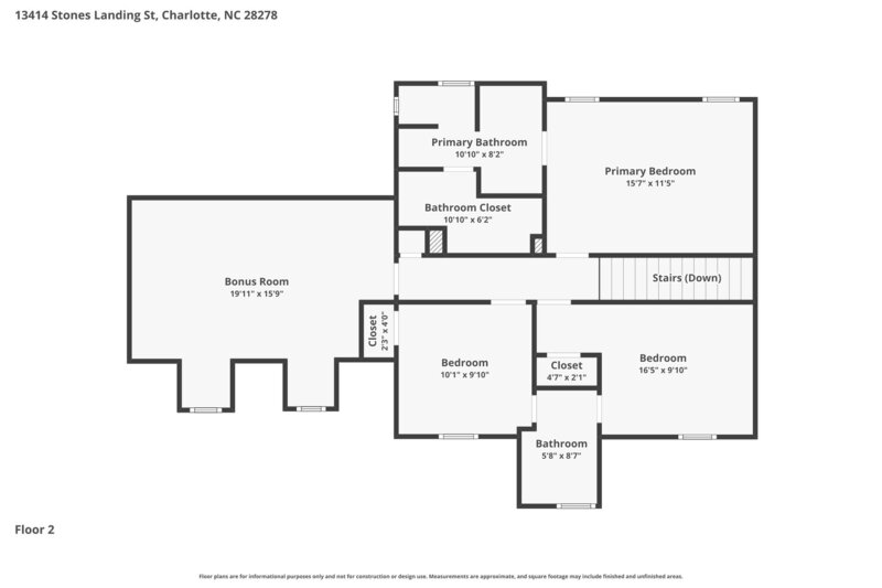 2,260/Mo, 13414 Stones Landing St Charlotte, NC 28278 Floorplan View