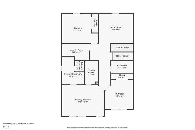 2,175/Mo, 9622 Fernspray Rd Charlotte, NC 28215 Floor Plan View 2