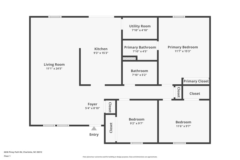 1,820/Mo, 6636 Piney Path Rd Charlotte, NC 28212 Floor Plan View
