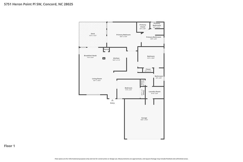 2,010/Mo, 5751 Heron Point Pl SW Concord, NC 28025 Floor Plan View