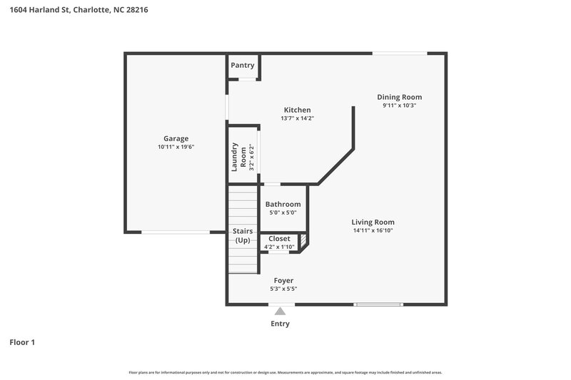 1,905/Mo, 1604 Harland St Charlotte, NC 28216 Floor Plan View