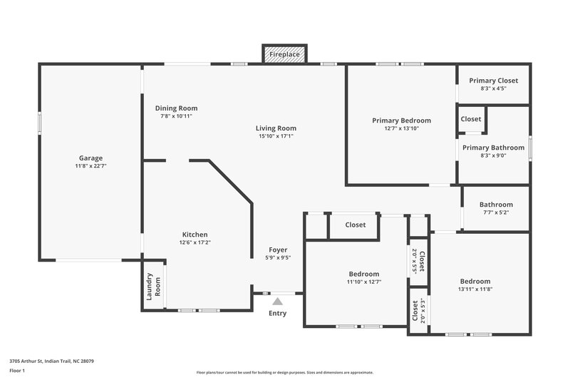1,840/Mo, 3705 Arthur St Indian Trail, NC 28079 Floor Plan View