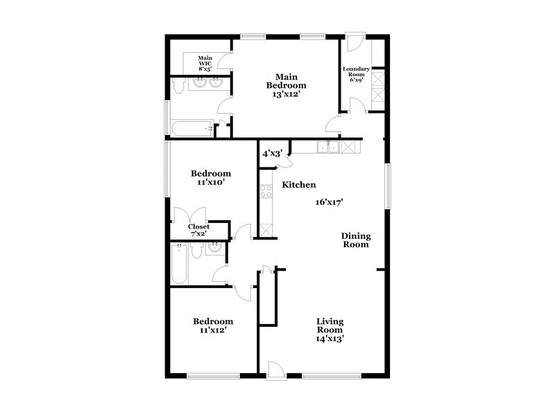 1,940/Mo, 107 S Rose Ave Kannapolis, NC 28083 Floor Plan View