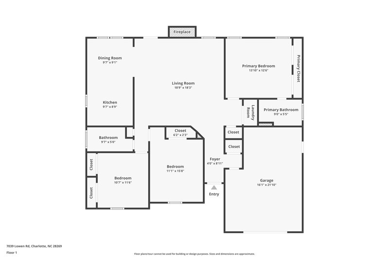 1,850/Mo, 7039 Lowen Rd Charlotte, NC 28269 Floor Plan View