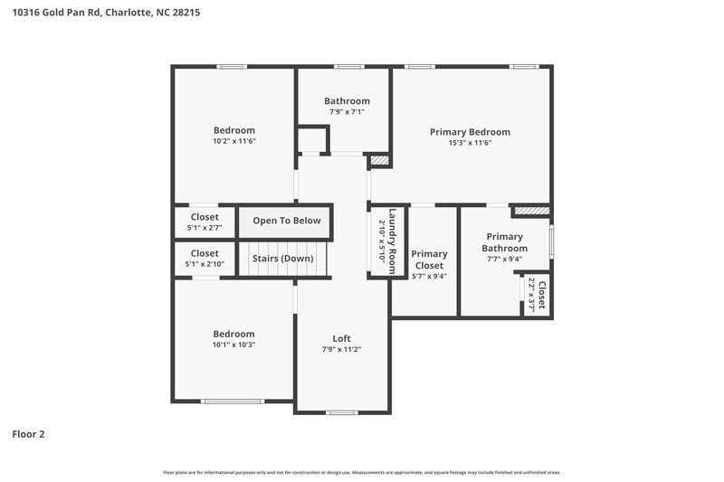 2,070/Mo, 10316 Gold Pan Rd Charlotte, NC 28215 Floor Plan View 2