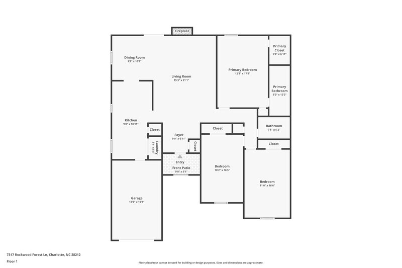 2,070/Mo, 7317 Rockwood Forest Ln Charlotte, NC 28212 Floor Plan View