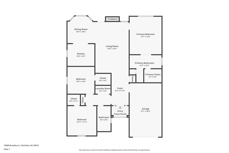1,815/Mo, 10509 Brawley Ln Charlotte, NC 28215 Floor Plan View