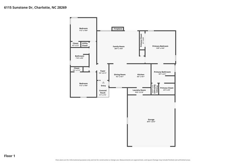 1,980/Mo, 6115 Sunstone Dr Charlotte, NC 28269 Floor Plan View