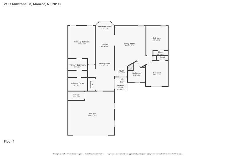 1,980/Mo, 2133 Millstone Ln Monroe, NC 28112 Floor Plan View