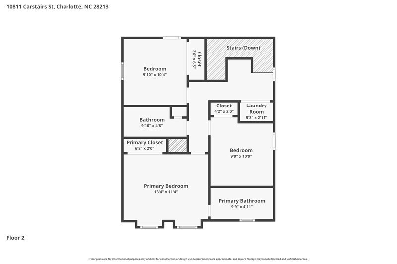 1,830/Mo, 10811 Carstairs St Charlotte, NC 28213 Floor Plan View 2