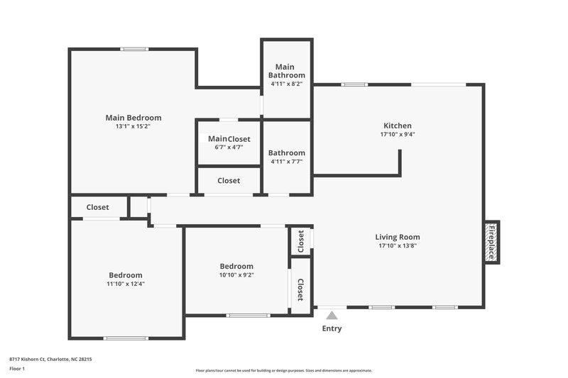 1,910/Mo, 8717 Kishorn Ct Charlotte, NC 28215 Floor Plan View