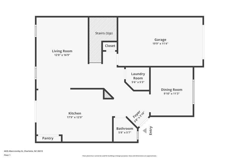 1,875/Mo, 4635 Abercromby Street Charlotte, NC 28213 Floor Plan View