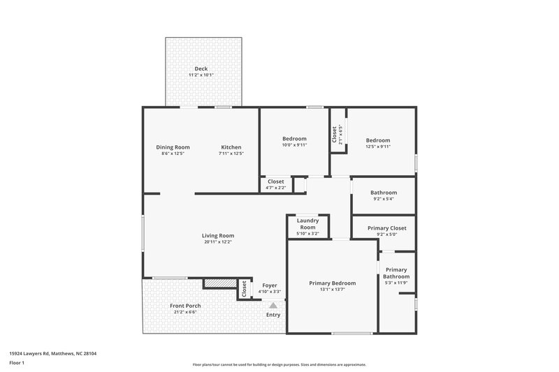 1,750/Mo, 15924 Lawyers Rd Matthews, NC 28104 Floor Plan View