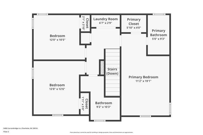 2,015/Mo, 5406 Carronbridge Ln Charlotte, NC 28216 Floor Plan View 2