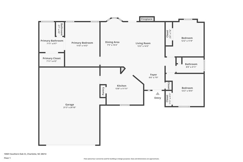1,845/Mo, 10501 Southern Oak Ct Charlotte, NC 28214 Floor Plan View