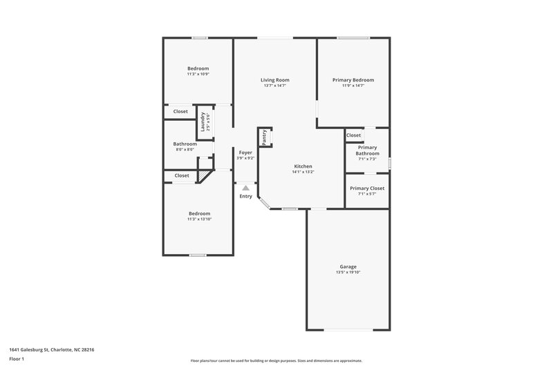 2,680/Mo, 1641 Galesburg St Charlotte, NC 28216 Floorplan View