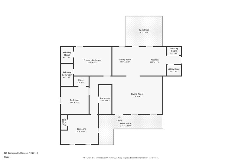 1,715/Mo, 925 Cameron Ct Monroe, NC 28112 Floor Plan View