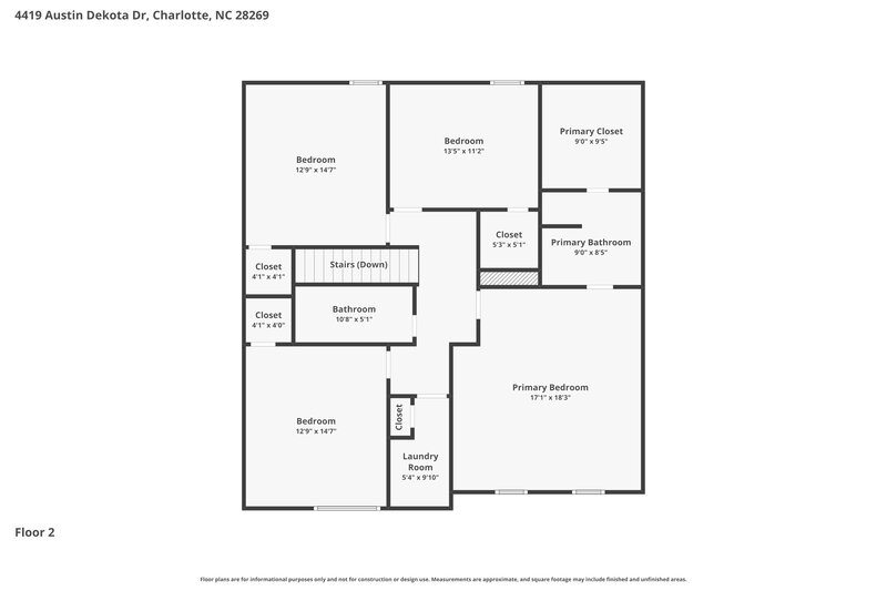 2,290/Mo, 4419 Austin Dekota Dr Charlotte, NC 28269 Floor Plan View 2