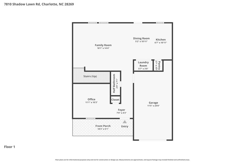2,285/Mo, 7810 Shadow Lawn Rd Charlotte, NC 28269 Floor Plan View