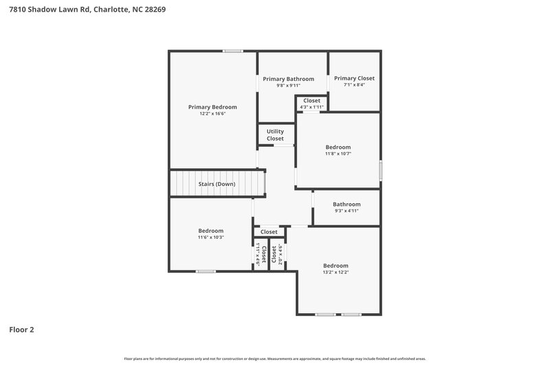 2,285/Mo, 7810 Shadow Lawn Rd Charlotte, NC 28269 Floor Plan View 2