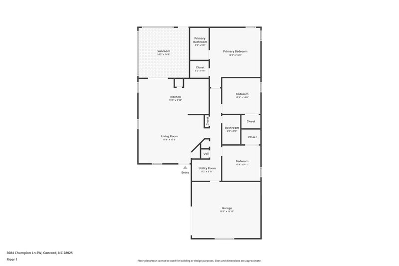 1,840/Mo, 3084 Champion Ln Sw Concord, NC 28025 Floor Plan View