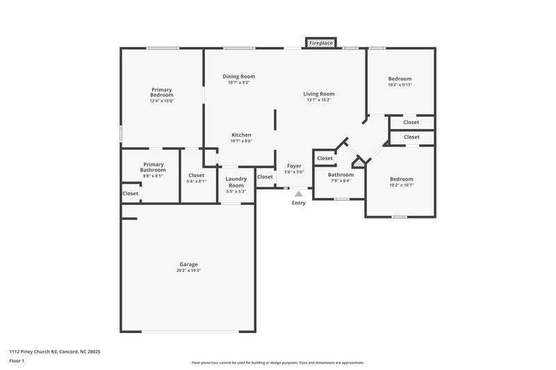 1,795/Mo, 1112 Piney Church Rd Concord, NC 28025 Floor Plan View