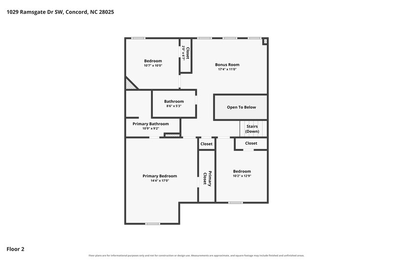 1,850/Mo, 1029 Ramsgate Dr Sw Concord, NC 28025 Floor Plan View 2