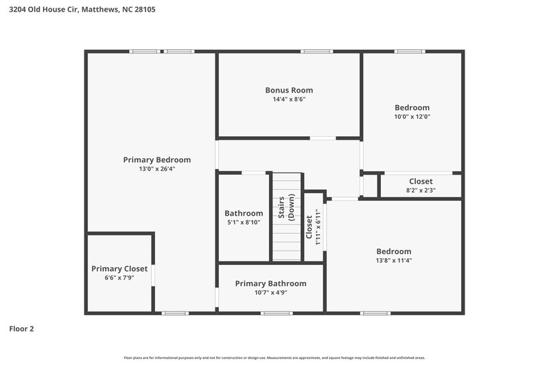 1,995/Mo, 3204 Old House Circle Matthews, NC 28105 Floorplan View 2