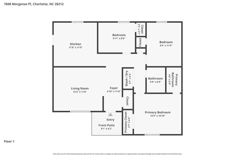 1,675/Mo, 7608 Morgense Pl Charlotte, NC 28212 Floor Plan View