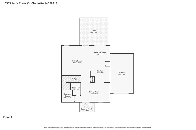 2,060/Mo, 10555 Katie Creek Ct Charlotte, NC 28213 Floor Plan View