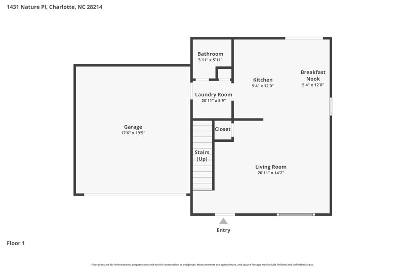 1,945/Mo, 1431 Nature Pl Charlotte, NC 28214 Floorplan View