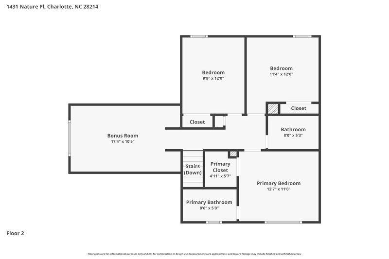 1,945/Mo, 1431 Nature Pl Charlotte, NC 28214 Floorplan View 2