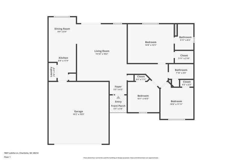 1,790/Mo, 7807 Lobilia Ln Charlotte, NC 28214 Floor Plan View
